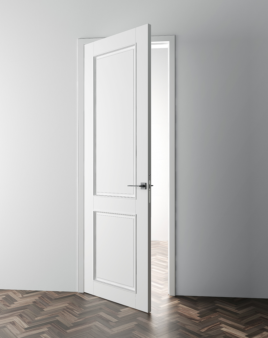 Interiérové dvere Milano - pootvorené biele dvere s bielou zárubňou